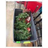 Plastic Bin of Christmas Decorations