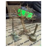Wire Tree, Brass Bell, and Squirrel Figurine