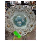 Decorative Porcelain Bowl with Swan Motif
