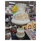 Floral Glass and Metal Table Lamp