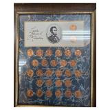 Framed Lincoln Memorial Cent Collection Display