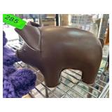 Zuny Brown Leather Pig Bookend