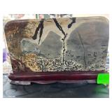 Polished Stone Art With Wooden Stand