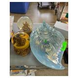 Glass Conch Shell Bowl Two Resin Snow Globes