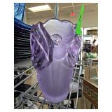Purple Frosted and Clear Glass Decorative Vase