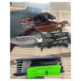 Knives with Sheaths and Multitool