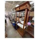 Wood and Marble Hall Tree with Mirror