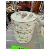 Hand-Painted Stacked Porcelain Containers