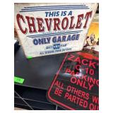 Two Chevrolet-Themed Garage Signs