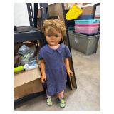 Vintage Doll with Blonde Hair and Blue Outfit