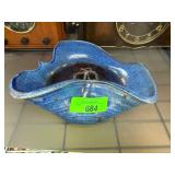 Blue Handmade Pottery Vase With Abstract Shape