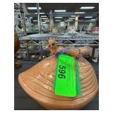 Calif Almond Shaped Ceramic Dish with Lid