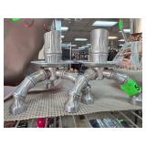 Two Silver-Tone Modernist Candle Holders