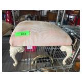 Upholstered Footstool with Ornate Legs