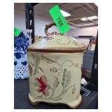 Decorative Lidded Ceramic Container with Floral De