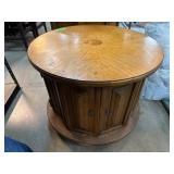Round Wooden Side Table With Storage