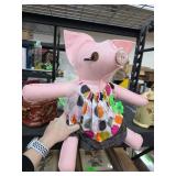 Handcrafted Fabric Pig Doll With Dress