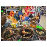 Rooster Figurines and Plates