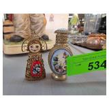 Two Decorative Metal Perfume Bottles