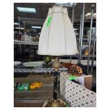 Table Lamp with Fabric Shade and Leaf Motif Base