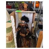 Porcelain Doll in Gold and Black Outfit