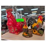 Decorative Rooster Figurine Lot