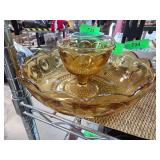LE SMITH Amber-Colored Glass Serving Bowls