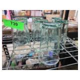 Seven Embossed Glass Juice Tumblers