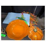 De Silva Orange Ceramic Bowl and Pumpkin Plate