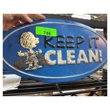 Metal Wall Sign with ï¿½Keep It Cleanï¿½ Design