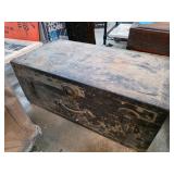 Vintage Metal Storage Trunk with Handle