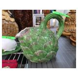 Italian Green Artichoke Ceramic Pitcher