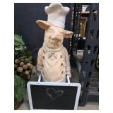 Ceramic Pig Chef Figure with Chalkboard
