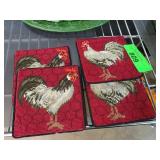 Four Rooster Needlepoint Coasters