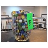 Glass Jar Filled with Colorful Marbles