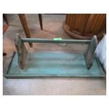 Rustic Wooden Shelf with Blue-Green Distress Finis