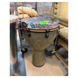 Large Decorative Hand-Painted Ceramic Drum