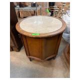Wooden Side Table with Marble Top and Storage