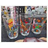 Three Winnie the Pooh Glass Tumblers