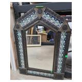 Decorative Metal and Tile Framed Mirror