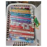 Childrenï¿½s DVDs in Plastic Basket