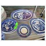 Blue and White Porcelain Willow Dinnerware