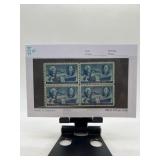 Block of Four Blue U.S. Commemorative Stamps