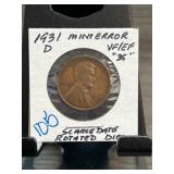 1931 D Mint Error Lincoln Wheat Penny