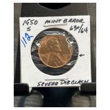 1950-S Lincoln Cent With Severe Die Clash