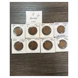 Eight Lincoln Wheat Cents