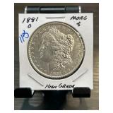 1881-O Morgan Silver Dollar in Holder