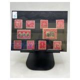 Red Postage Stamps on Display