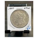 1887 Morgan Silver Dollar, Extra Fine Condition