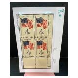 Block of 4 US 4-Cent Flag Stamps